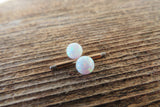 14G Rose Gold Ion Plated White Opal Surgical Steel Nipple Tongue Ring Barbell 14G (1.6mm) Piercing