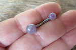 THICK 12G or 10G Amethyst Natural Stone Belly Ring Curve 12G (2.0mm) 10G (2.5mm) VCH Piercing 5mm & 8mm Balls