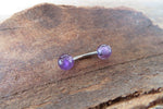 Custom Lengths Gold IP Amethyst 5mm Natural Stone Belly Ring VCH Ring 14g (1.6mm) Piercing