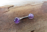 Custom Lengths Gold IP Amethyst 5mm Natural Stone Belly Ring VCH Ring 14g (1.6mm) Piercing