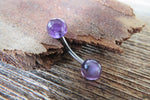 Custom Lengths Gold IP Amethyst 5mm Natural Stone Belly Ring VCH Ring 14g (1.6mm) Piercing