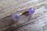 Custom Lengths Gold IP Amethyst 5mm Natural Stone Belly Ring VCH Ring 14g (1.6mm) Piercing