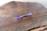 Custom Lengths Rose Gold Ion Plated Amethyst Natural Stone Belly Ring VCH Ring 14g (1.6mm) Piercing