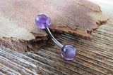 Custom Lengths Rose Gold Ion Plated Amethyst Natural Stone Belly Ring VCH Ring 14g (1.6mm) Piercing