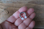 14G 12G 10G Rose Quartz Natural Stone Statement Horseshoe Septum Ring Externally Threaded Surgical Steel Barbell Piercing 10mm 11mm 12mm