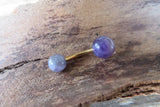 Gold Amethyst Natural Stone Belly Ring 14G (1.6mm) VCH Piercing 8mm 10mm 11mm 12mm Lengths