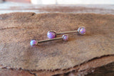 16G 14G Purple Fire Opal Pronged Internally Threaded Steel Barbell Bridge Nipple Ring Cartilage Helix 16G (1.2mm) 14G (1.6mm) Piercing