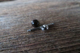 12G THICK Black Obsidian Natural Stone Barbell Tongue Ring 12G (2.0mm) Piercing