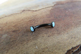 Black IP White Fire Opal Minimalist Petite Custom Lengths Belly Ring 14g VCH Internally Threaded Piercing