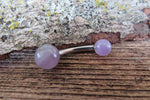 THICK 12G or 10G Amethyst Natural Stone Belly Ring Curve 12G (2.0mm) 10G (2.5mm) VCH Piercing 5mm & 8mm Balls