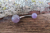 THICK 12G or 10G Amethyst Natural Stone Belly Ring Curve 12G (2.0mm) 10G (2.5mm) VCH Piercing 5mm & 8mm Balls