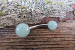 THICK 12G or 10G Green Aventurine Natural Stone Belly Ring Curve 12G (2.0mm) 10G (2.5mm) VCH Piercing 6mm & 8mm Balls