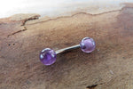 Custom Lengths Rose Gold Ion Plated Amethyst Natural Stone Belly Ring VCH Ring 14g (1.6mm) Piercing