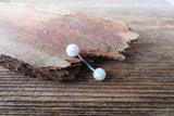 Custom Lengths White Opal Belly Ring Christina VCH 14G (1.6mm) Piercing