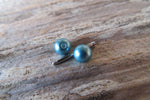 14G Blue Black Ion Plated Surgical Steel Pearl Nipple Piercing Set Pair