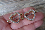 Gold Ion Plated Chunky Heart Gems 14G or 16G Nipple Shields Pair