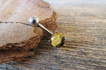 Tiger Eye Petite Natural Stone Belly Ring 14G (1.6mm) Piercing