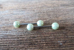 14G Mint Green Pearl Silver Surgical Steel Pearl Nipple Piercing Set Pair