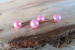 14G Bubblegum Pink Pearl Rose Gold Ion Plated Surgical Steel Pearl Nipple Piercing Set Pair