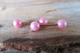 14G Bubblegum Pink Pearl Rose Gold Ion Plated Surgical Steel Pearl Nipple Piercing Set Pair