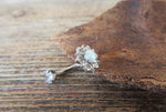 Floating Silver IP Minimalist Custom Lengths Opal Crystal Flower Gems Belly Ring 14g VCH Internally Threaded Piercing