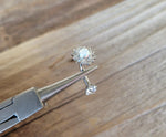 Floating Silver IP Minimalist Custom Lengths Opal Crystal Flower Gems Belly Ring 14g VCH Internally Threaded Piercing