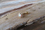 Gold Plated Minimalist Floating White Opal Crystal Flower Gems Belly Ring 14g VCH Internally Threaded Piercing