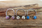 14G & 16G White Opal Horseshoe Surgical Steel Septum Daith Rook 14G (1.6mm) 16G (1.2mm) Piercing 8mm 10mm 12mm