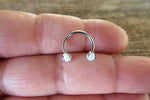 14G & 16G White Opal Horseshoe Surgical Steel Septum Daith Rook 14G (1.6mm) 16G (1.2mm) Piercing 8mm 10mm 12mm