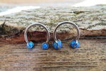 14G & 16G Blue Opal Horseshoe Surgical Steel Septum Daith Rook 14G (1.6mm) 16G (1.2mm) Piercing 8mm 10mm 12mm