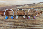 14G & 16G Blue Opal Horseshoe Surgical Steel Septum Daith Rook 14G (1.6mm) 16G (1.2mm) Piercing 8mm 10mm 12mm