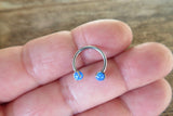 14G & 16G Blue Opal Horseshoe Surgical Steel Septum Daith Rook 14G (1.6mm) 16G (1.2mm) Piercing 8mm 10mm 12mm