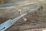 Gold IP Vertical Lip 100% Surgical Steel Curve Eyebrow Rook Barbell Ring 16g (1.2mm) Lip Piercing Belly Ring