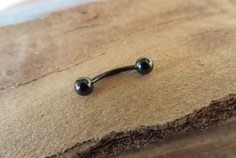 Black IP Vertical Lip 100% Surgical Steel Curve Eyebrow Rook Barbell Ring 16g (1.2mm) Lip Piercing Belly Ring