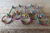 Custom Lengths Rainbow Knocker Tongue Ring 14g (1.6mm) Piercing