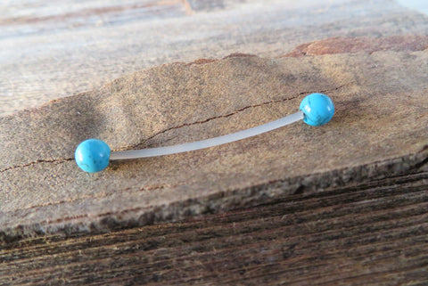 Turquoise Howlite 6mm Stone Pregnancy Bio-flex Belly Ring Hypoallergenic