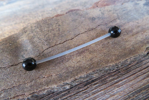 Black Obsidian 6mm Natural Stone Pregnancy Bio-flex Belly Ring