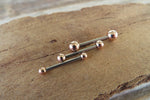 Rose Gold IP 14G Titanium Ti6Al4V ELI Implant Grade Barbell Nipple Ring Tongue Ring 14G (1.6mm) Piercing All Lengths Hypoallergenic