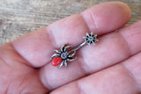 Black Widow Crystal Spider Belly Ring 14g (1.6mm) Piercing