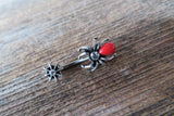 Black Widow Crystal Spider Belly Ring 14g (1.6mm) Piercing