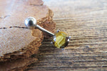 Green Aventurine Petite Natural Stone Belly Ring 14G (1.6mm) Piercing