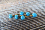 Gold Ion Plated Turquoise Howlite Natural Stone Barbell Nipple Ring Tongue Ring 14g (1.6mm) Piercing