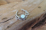 Blue Fire Opal Silver IP Faux Fake Septum Non Piercing