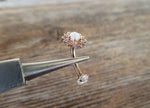 Floating Silver IP Minimalist Custom Lengths Opal Crystal Flower Gems Belly Ring 14g VCH Internally Threaded Piercing 14K Gold Plated