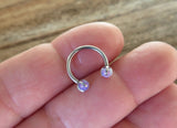 14G & 16G Purple Opal Horseshoe Surgical Steel Septum Daith Rook 14G (1.6mm) 16G (1.2mm) Piercing 8mm 10mm 12mm