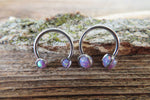 14G & 16G Purple Opal Horseshoe Surgical Steel Septum Daith Rook 14G (1.6mm) 16G (1.2mm) Piercing 8mm 10mm 12mm