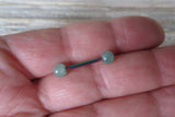 Rainbow Minimalist Green Aventurine Natural 5mm Stone Barbell Nipple Rings Industrial 14G (1.6mm) Piercing