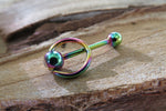 Custom Lengths Rainbow Knocker Tongue Ring 14g (1.6mm) Piercing