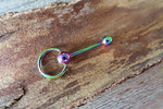 Custom Lengths Rainbow Knocker Tongue Ring 14g (1.6mm) Piercing