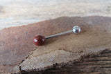 Custom Lengths Mahogany Jasper Natural Stone Barbell Tongue Ring 14g (1.6mm) Piercing